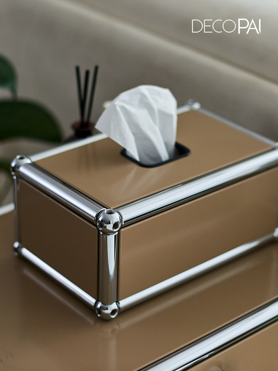 创意设计感家用不锈钢纸巾盒长方形模块组合托盘ins风摆件轻奢