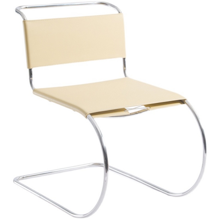 不锈钢中古椅子复古设计师包豪斯椅悬臂椅皮质靠背书房办公书桌椅