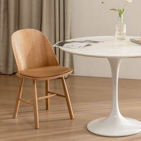 北欧实木软包椅子家用靠背椅设计师书桌椅休闲简约餐厅洽谈椅子