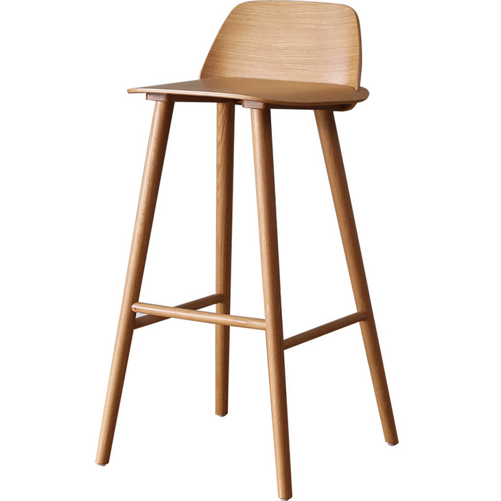 实木吧台椅子现代简约靠背吧台凳前台酒吧椅家用创意北欧高脚凳子