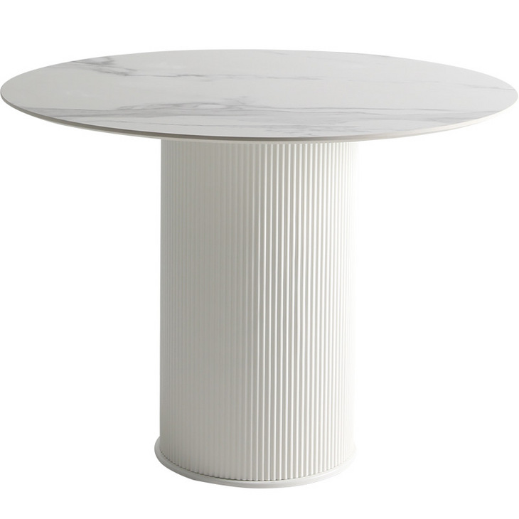 岩板餐桌圆形纯白现代简约加厚创意家用网红新款餐厅北欧风格圆桌