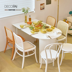 餐桌现代简约轻奢小户型家用中岛餐厅网红实木白色北欧长方形桌子