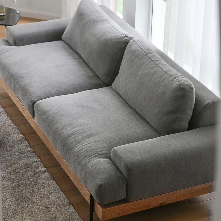 北欧风格布艺沙发小户型客厅三人位实木铁脚简约现代棉麻可拆洗