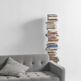 白色简易书架客厅隐形不锈钢书架落地金属旋转多层靠墙窄置物架