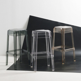 高脚凳北欧简约现代塑料椅子透明凳设计师创意时尚亚克力吧台凳