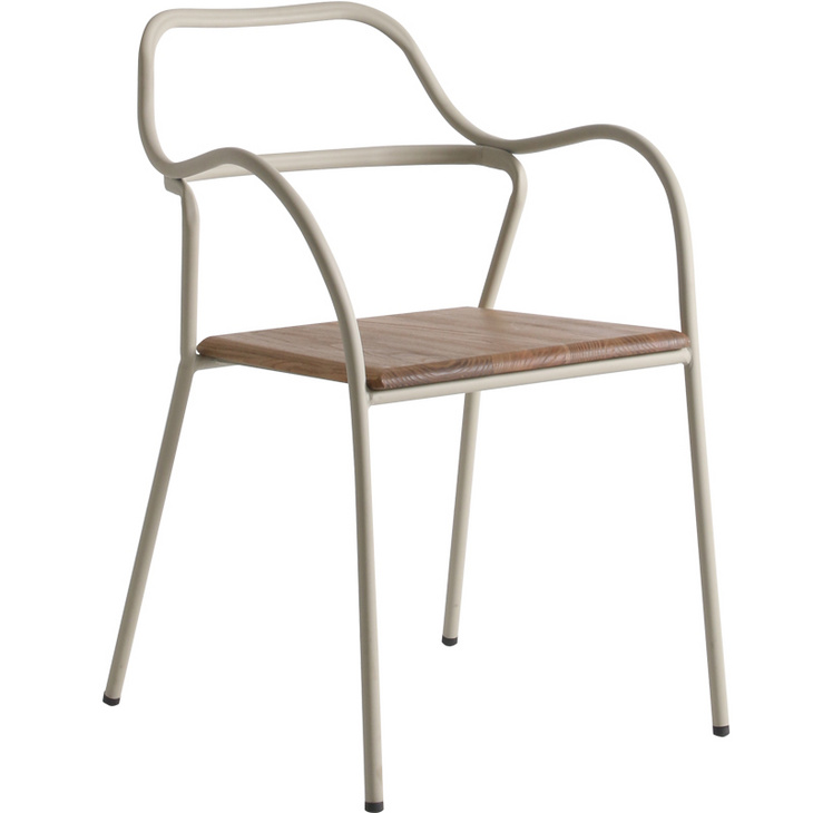 户外洽谈椅子简易铁艺扶手金属镂空靠背休闲咖啡厅露天可叠放餐椅