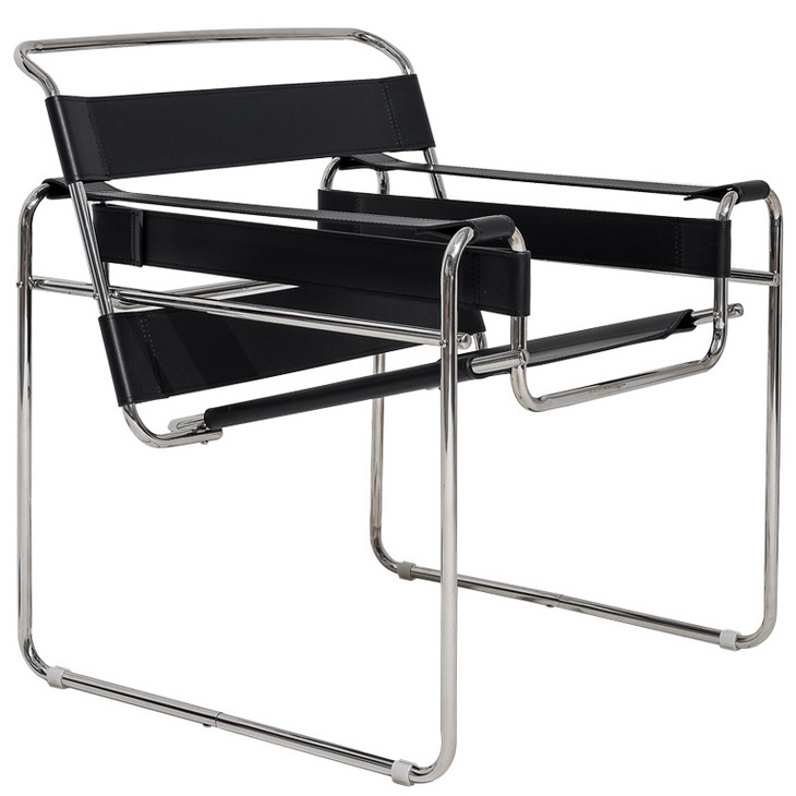 瓦西里椅设计师躺椅不锈钢马鞍皮扶手椅网红单人沙发椅北欧休闲椅
