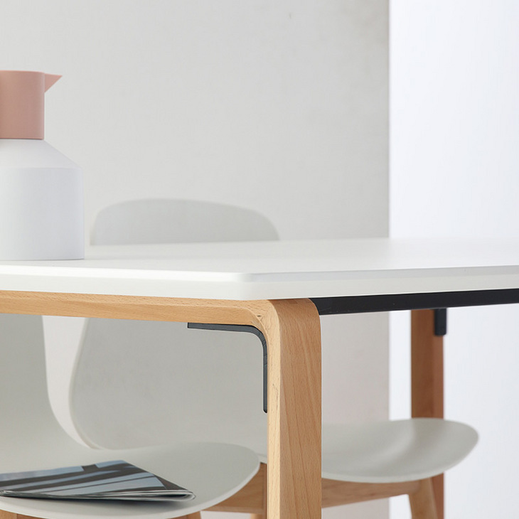 木桌子简约长方形一桌四椅组合省空间北欧白色餐桌家用小户型桌椅