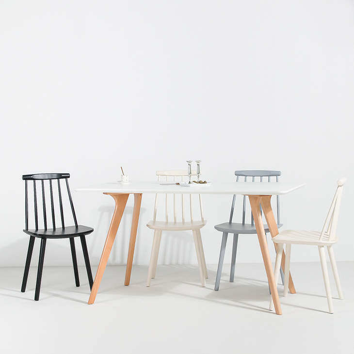 北欧实木餐椅家用靠背小户型书房书桌椅现代简约设计木质温莎椅