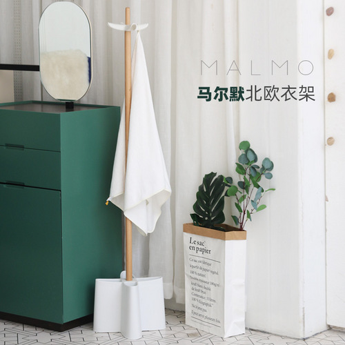 落地衣架家用卧室简约创意个性挂衣架伞架实木单杆简易北欧衣帽架