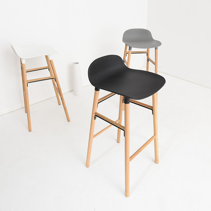 实木吧台椅北欧个性创意吧椅设计师椅子现代灰色网红高脚凳吧凳
