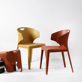 塑料靠背椅艺术仿皮面设计创意简约休闲西餐商务休息区接待洽谈椅