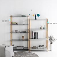 北欧书架落地ins置物架收纳客厅现代简约加厚实木多层书柜陈列架