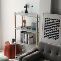 北欧书架落地ins置物架收纳客厅现代简约加厚实木多层书柜陈列架