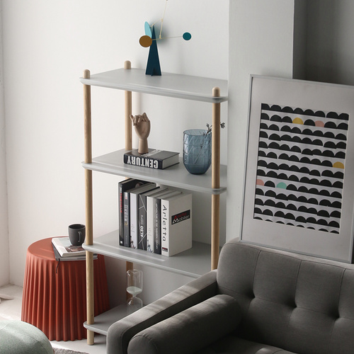 北欧书架落地ins置物架收纳客厅现代简约加厚实木多层书柜陈列架