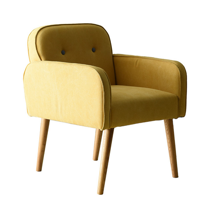 单人布艺沙发椅小户型客厅简约后现代洽谈椅子扶手黄色极简单椅