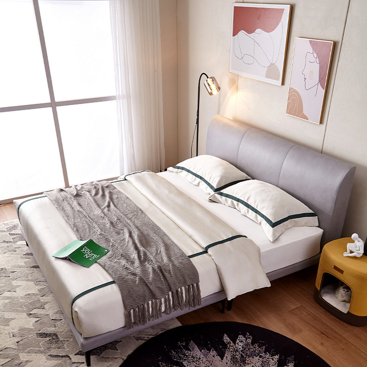 萨兰诺新品预售极简科技布床小户型现代简约1.8米卧室双人软包床
