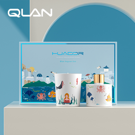 QLAN琴岸城市环游系列香氛蓝色 爱琴海香薰蜡烛礼盒散香器生日礼物