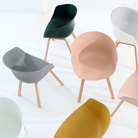 北欧椅子简约化妆电脑书桌椅塑料靠背休闲洽谈实木咖啡厅单人餐椅