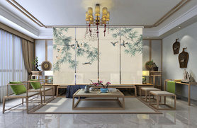 简约中式竹子和鸟亚麻卷帘窗帘遮光客厅卧室风帘定制