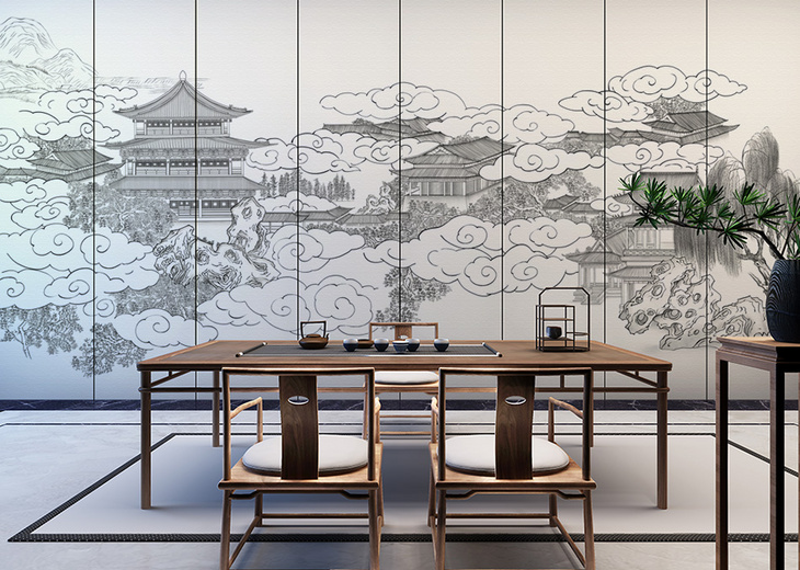 新中式建筑屏风客厅餐厅创意隔断定制现代简约