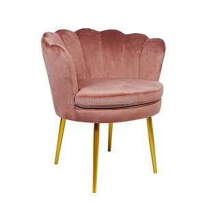 餐厅家具软垫粉色扶手椅金腿豪华餐厅椅子