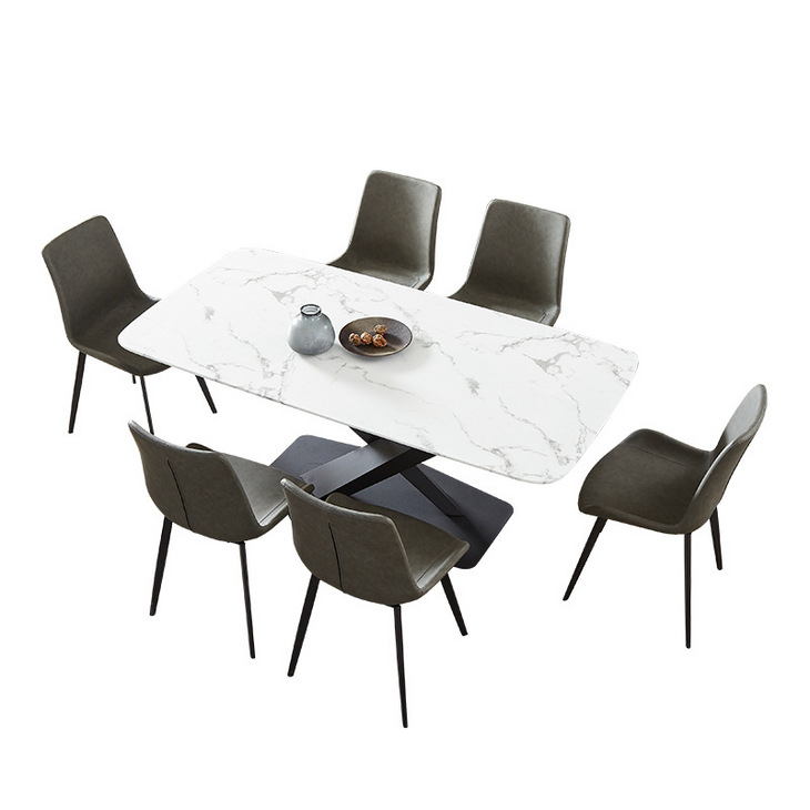 意式简岩板餐桌小户型现代简约家用饭桌长方形餐桌椅组合