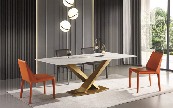 意式简岩板餐桌小户型现代简约家用饭桌长方形餐桌椅组合