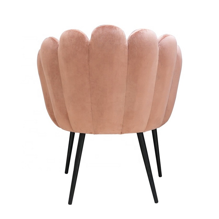 北欧花型粉色天鹅绒休闲椅，豪华粉色现代餐椅