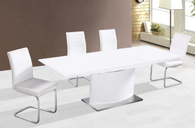 白色简约北欧风板式可拉伸折叠餐桌