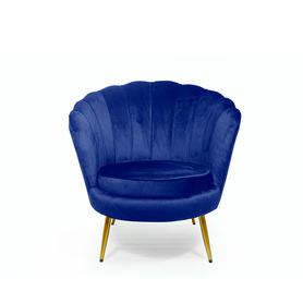 家居家具面料口音椅蓝丝绒贝壳形状椅子现代天鹅绒扶手椅
