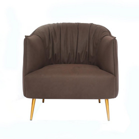 真皮扶手椅现代家居家具沙发套装单人棕色休闲椅