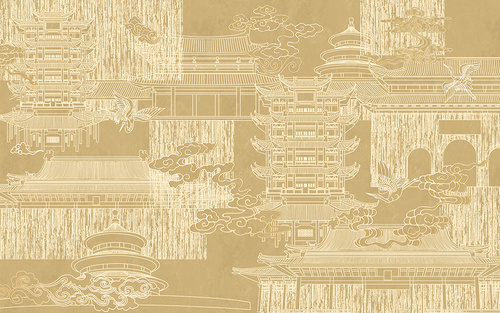 新中式简约图案客厅餐厅定制墙纸壁纸