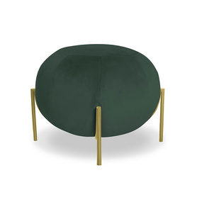 现代绿色软垫脚凳圆形天鹅绒凳