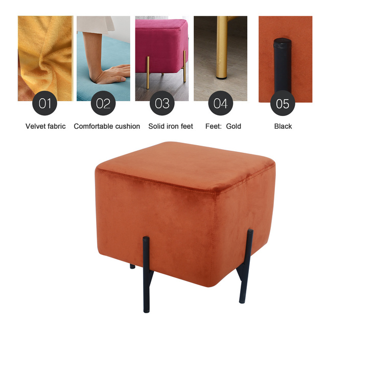 ODM 和 OEM 中国新设计金属腿小沙发凳和织物凳