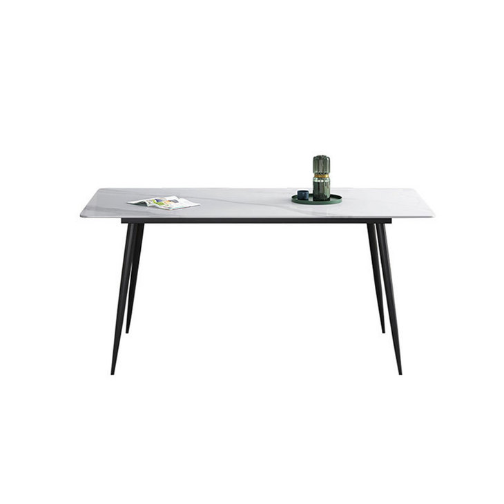 清洁方便岩板餐桌椅组合现代简约家用小户型岩板北欧简长方形饭桌