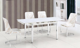现代可拉伸理石纹玻璃板餐桌