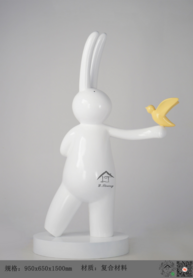 复合材料艺术落地雕塑兔与鸟LT-D094