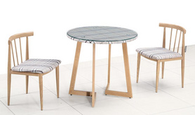 简约设计圆形玻璃木制餐桌