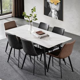 上门包安装岩板餐桌小户型桌子现代简约家用饭桌长方形餐桌椅组