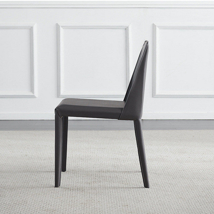 北欧马鞍皮餐椅现代简约家用书椅设计师意式轻奢单人靠背凳子