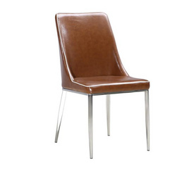 简约设计棕色皮质金属餐椅