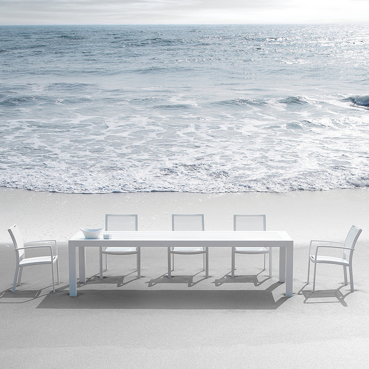 户外铝制长方形餐台椅