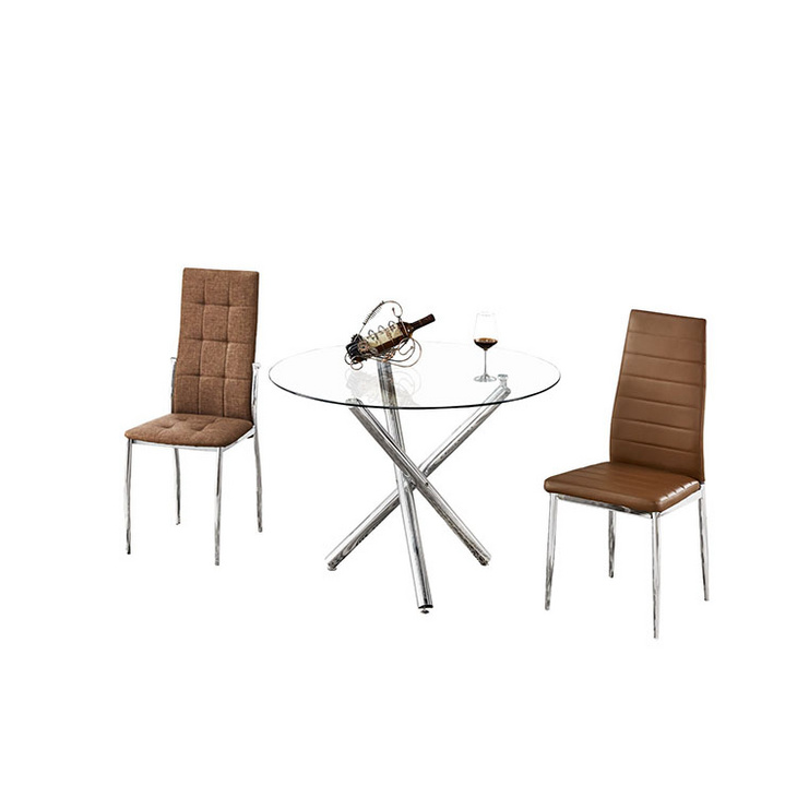 定制岩板玻璃木质面铁腿木腿圆形餐桌