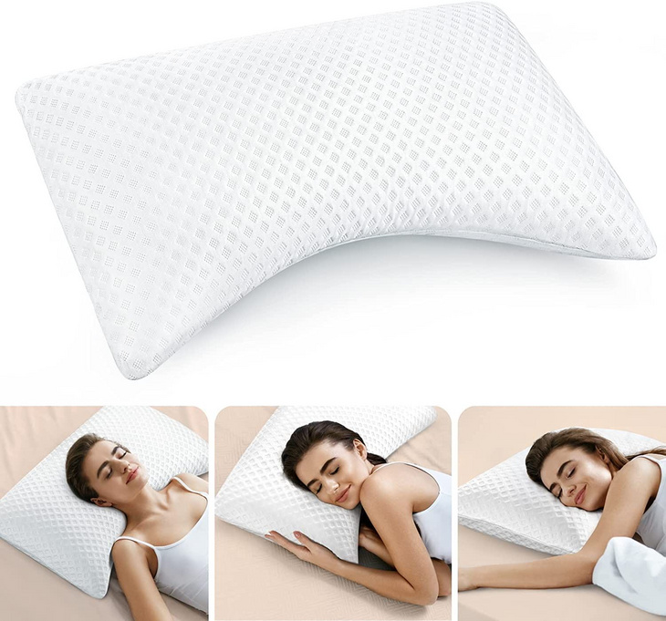 Pillow U shape Grey Shredded memory foam +cotton fiber Removable Cover Breathable Skin-friendly Pillow for Side Sleep