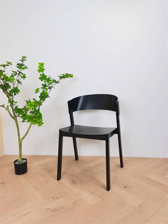 北欧创意实木设计师靠背椅轻奢现代简约原木咖啡厅休闲餐椅