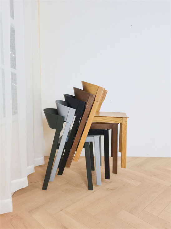 北欧创意实木设计师靠背椅轻奢现代简约原木咖啡厅休闲餐椅