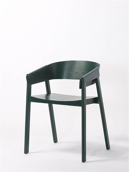 北欧创意实木设计师靠背扶手椅轻奢现代简约原木咖啡厅休闲餐椅