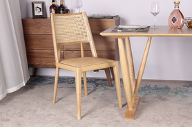北欧实木餐椅复古小户型ins咖啡厅靠背休闲椅编藤餐桌椅藤编椅子