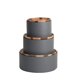 灰色超纤皮革-综合材质 圆形储物盒-多功能 SD-22FX03508